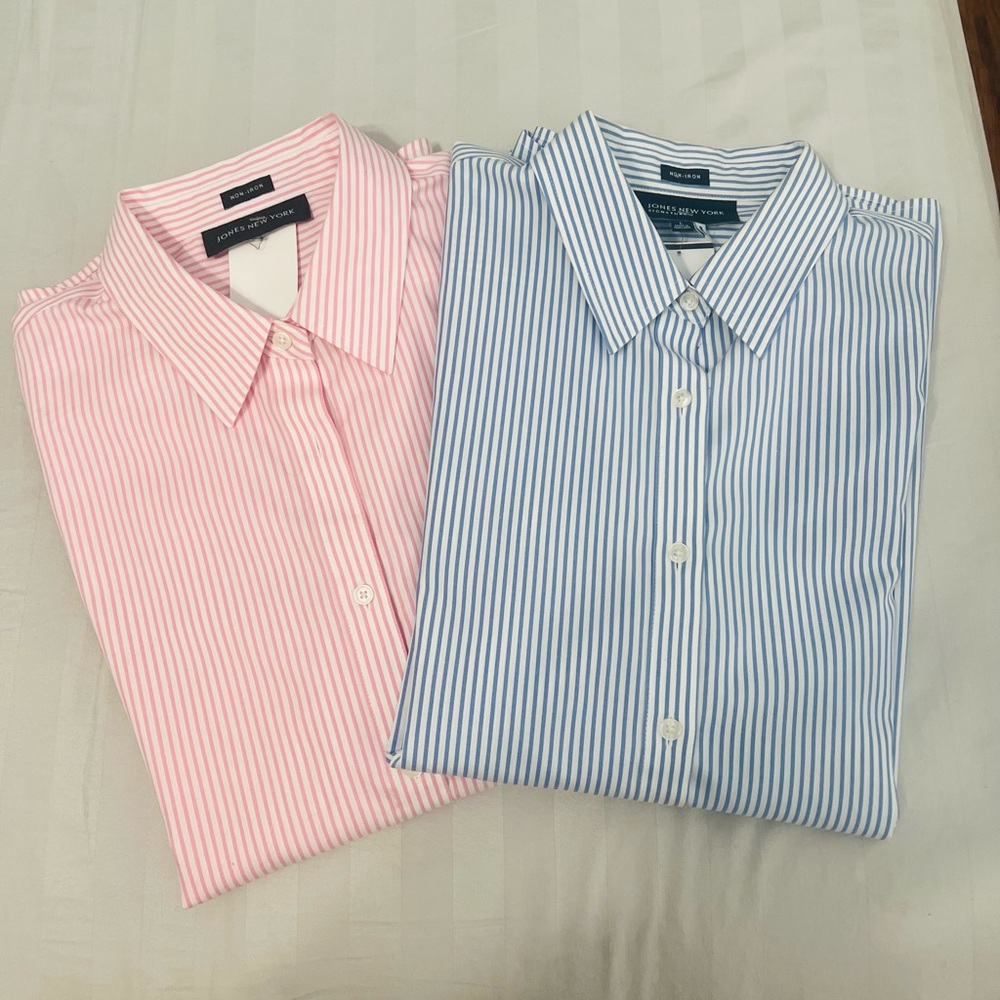 Jones New York Pink and Blue Striped Dress Shirts